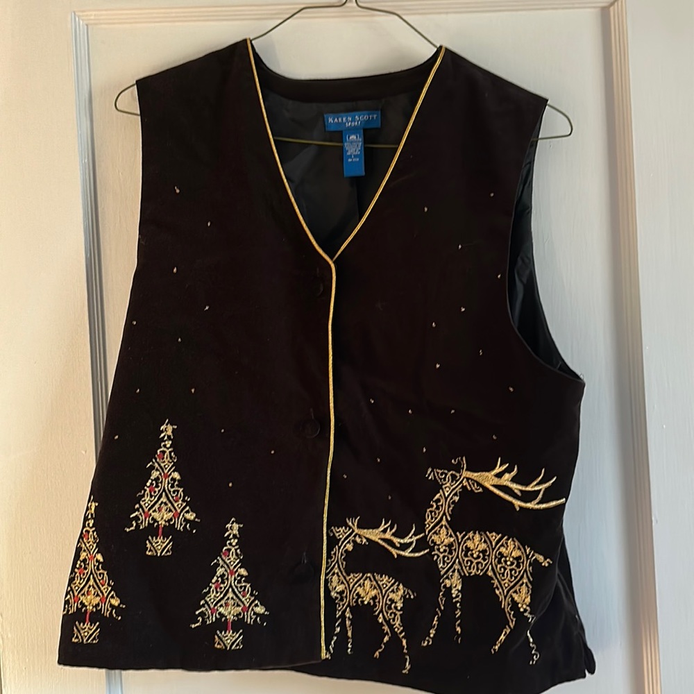 Black Velvet Christmas Vest | Karen Scott